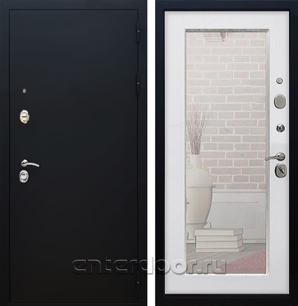 Входная дверь Армада Престиж с зеркалом Пастораль (Чёрный муар / Ясень белый) - фото 41747