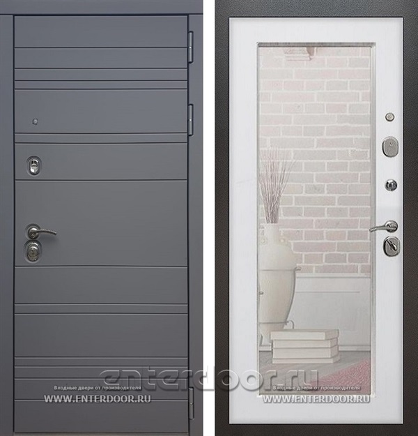 Входная дверь Армада Италия с зеркалом Пастораль (Графит софт / Белый ясень) - фото 41835