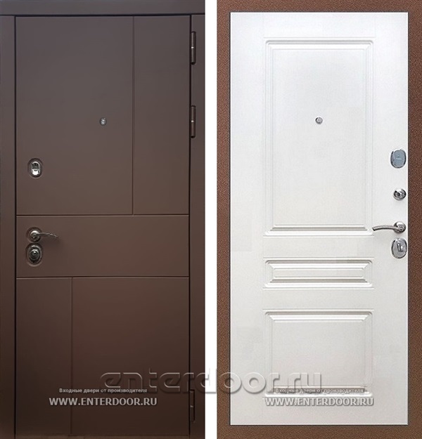 Входная металлическая дверь Армада Урбан ФЛ-243 (Ясень шоколадный / Белый софт)
