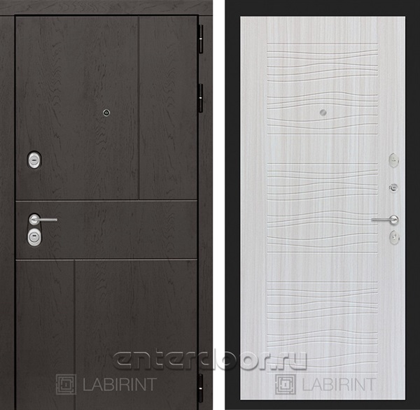 Входная металлическая дверь Лабиринт Урбан 6 (Дуб горький шоколад / Сандал белый)