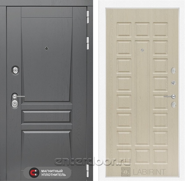 Входная металлическая дверь Лабиринт Платинум 4 (Альберо Грей / Дуб белёный)