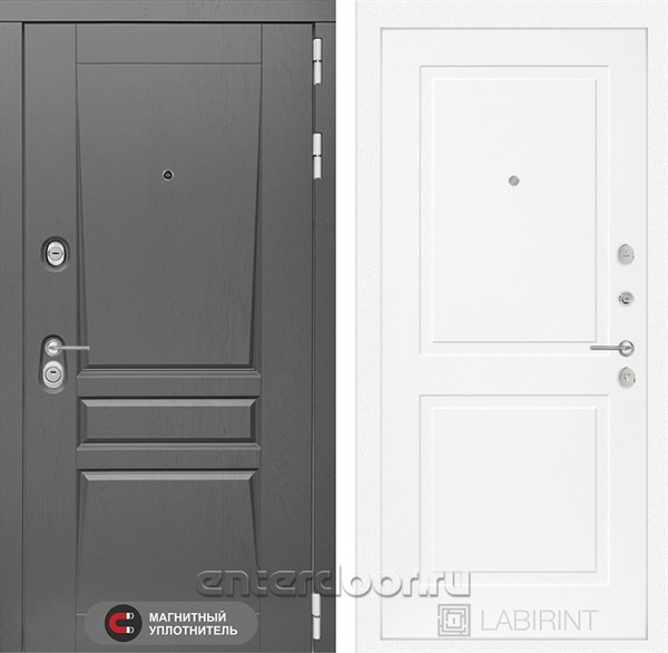 Входная металлическая дверь Лабиринт Платинум 11 (Альберо Грей / Белый софт)