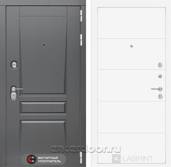 Входная металлическая дверь Лабиринт Платинум 13 (Альберо Грей / Белый софт)