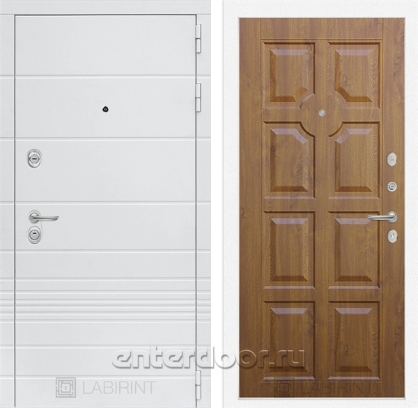 Входная металлическая дверь Лабиринт Трендо 17 (Белый камень / Золотой дуб)
