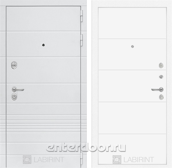 Входная металлическая дверь Лабиринт Трендо 13 (Белый камень / Белый софт)