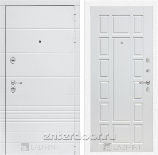 Входная металлическая дверь Лабиринт Трендо 12 (Белый камень / Белое дерево)
