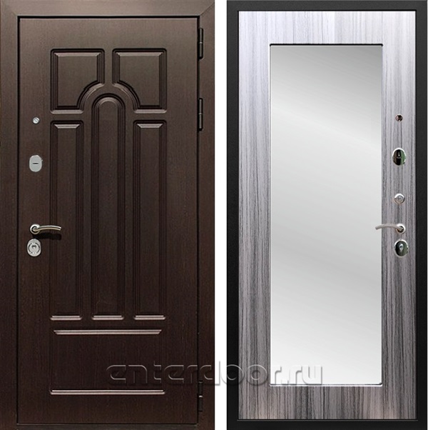 Входная металлическая дверь Армада Эврика 3К с Зеркалом Пастораль (Венге / Сандал серый)