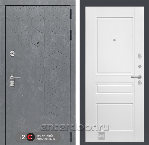 Входная металлическая дверь Лабиринт Бетон 3 (Бетон песочный / Белый софт)