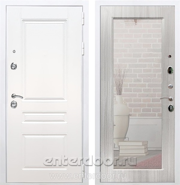 Входная металлическая дверь Армада Премиум Н Зеркало Пастораль (Белый / Сандал белый)