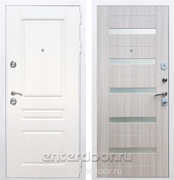 Входная металлическая дверь Армада Премиум Н СБ-14 (Белый / Сандал белый) стекло матовое