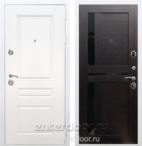 Входная металлическая дверь Армада Премиум Н СБ-18 (Белый / Венге) стекло черное