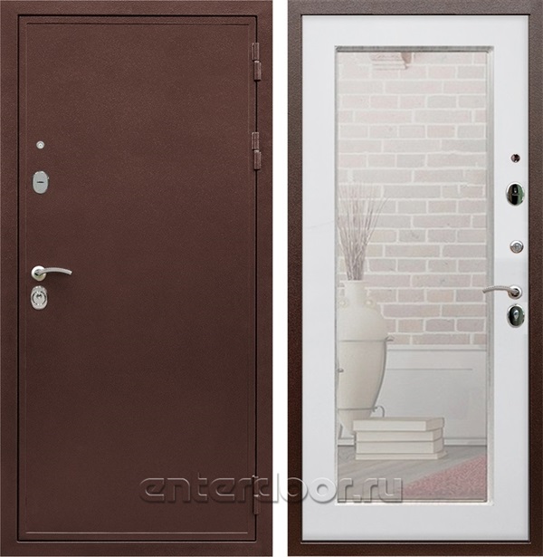 Входная дверь Армада Престиж с зеркалом Пастораль (Медный антик / Ясень белый) - фото 46035