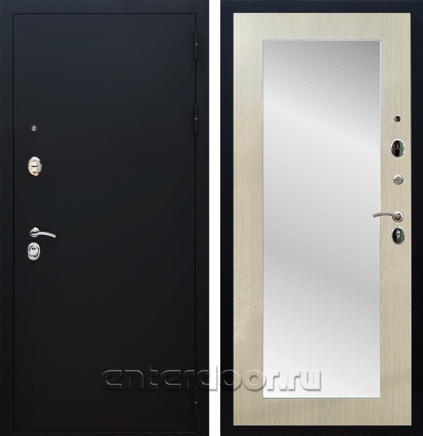 Входная дверь Армада Престиж с зеркалом Пастораль (Чёрный муар / Дуб белёный) - фото 46932