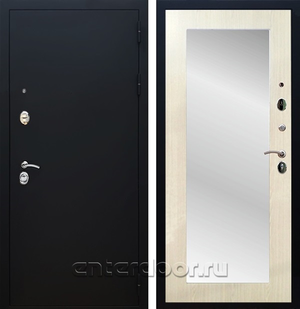 Входная дверь Армада Престиж с зеркалом Пастораль (Чёрный муар / Лиственница беж) - фото 46937