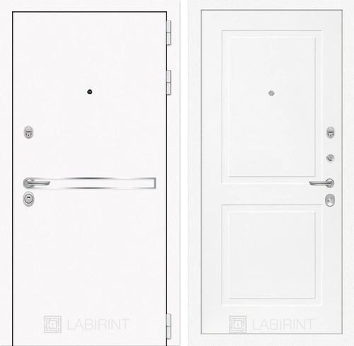 Входная металлическая дверь Лабиринт Line White 11 (Шагрень белая / Белый софт)