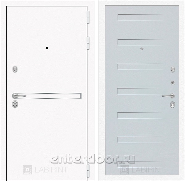 Входная металлическая дверь Лабиринт Line White 14 (Шагрень белая / Дуб кантри белый)