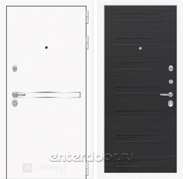 Входная металлическая дверь Лабиринт Line White 14 (Шагрень белая / ЭкоВенге)