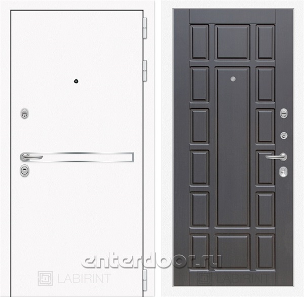 Входная металлическая дверь Лабиринт Line White 12 (Шагрень белая / Венге)