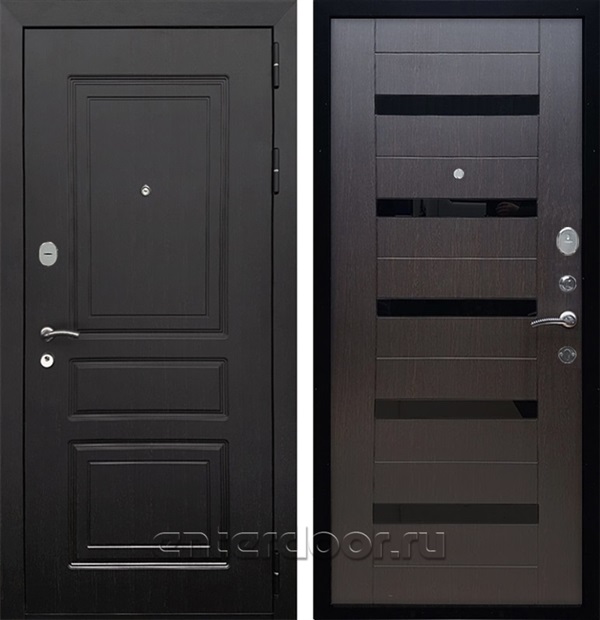 Входная металлическая дверь Армада Лондон СБ-14 (Венге / Венге) стекло черное