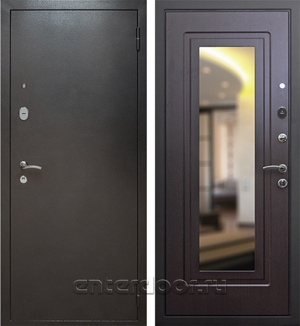 Входная металлическая дверь Армада Комфорт с зеркалом (Антик серебро / Венге)