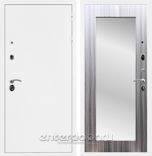 Входная дверь Армада Престиж с зеркалом Пастораль (Белая шагрень / Сандал серый) - фото 48569