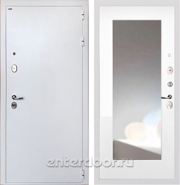 Входная стальная дверь Интекрон Колизей White с Зеркалом Max (Белая шагрень / Белая матовая)