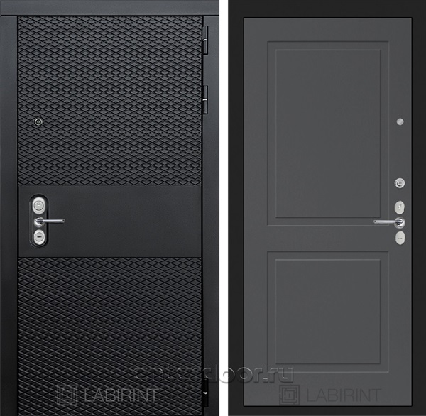 Входная металлическая дверь Лабиринт Black 11 (Чёрный кварц / Графит софт)
