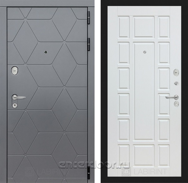 Входная металлическая дверь Лабиринт Cosmo 12 (Графит / Белое дерево)