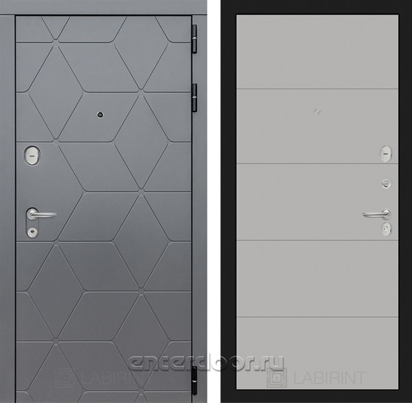 Входная металлическая дверь Лабиринт Cosmo 13 (Графит / Грей софт)