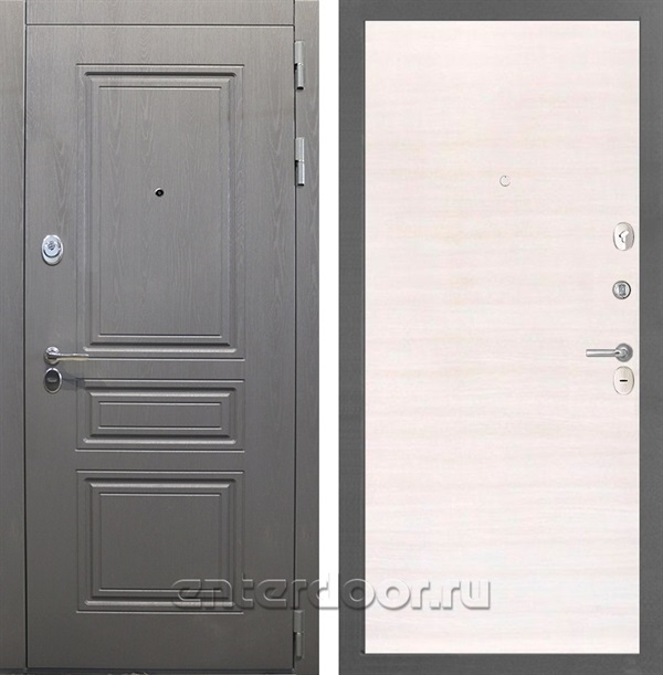 Входная стальная дверь Интекрон Брайтон (Дуб вуд графит / Дуб Сильвер)
