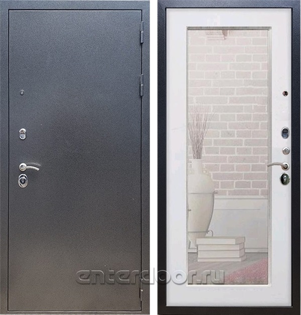 Входная дверь Армада Оптима с Зеркалом Пастораль (Антик серебро / Белый ясень) - фото 50082