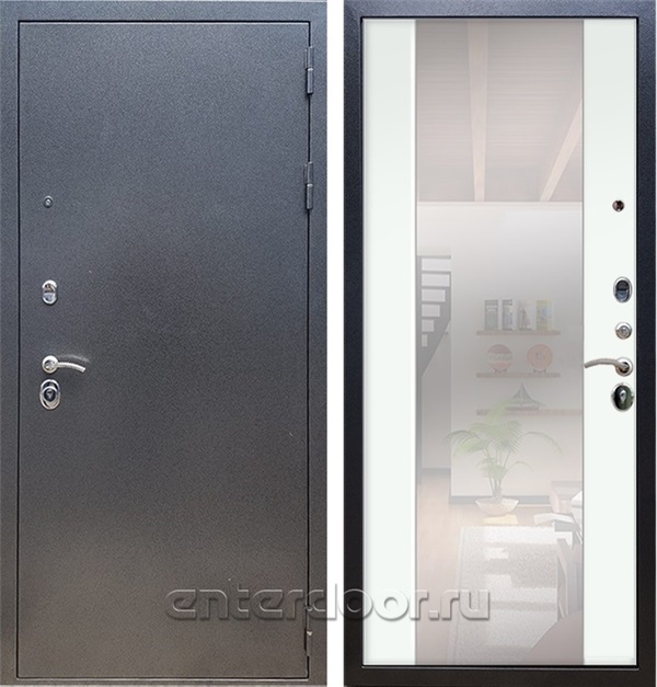 Входная дверь Армада Оптима с Зеркалом СБ-16 (Антик серебро / Ясень белый) - фото 50153