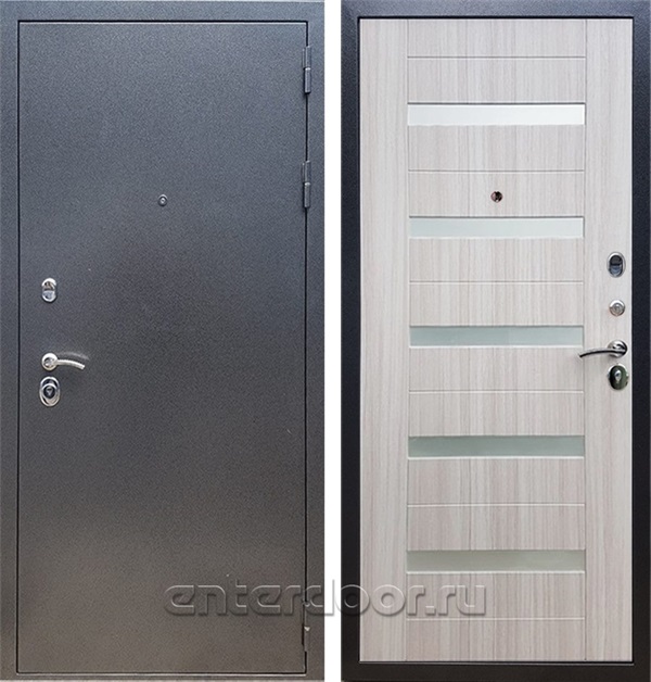 Входная стальная дверь Армада Оптима СБ-14 (Антик серебро / Сандал белый) стекло матовое