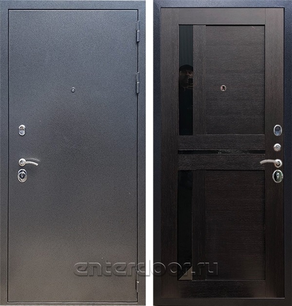 Входная стальная дверь Армада Оптима СБ-18 (Антик серебро / Венге) стекло черное