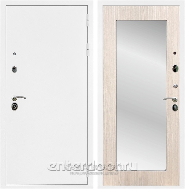 Входная дверь Триумф 3К с зеркалом Оптима (Белая шагрень / Дуб белёный) - фото 51381