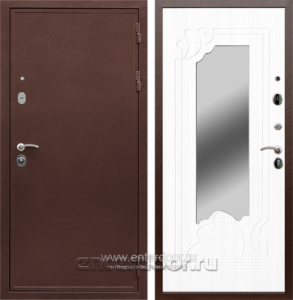 Входная дверь Триумф 3К с зеркалом ФЛЗ-147 (Медный антик / Белый ясень) - фото 52211