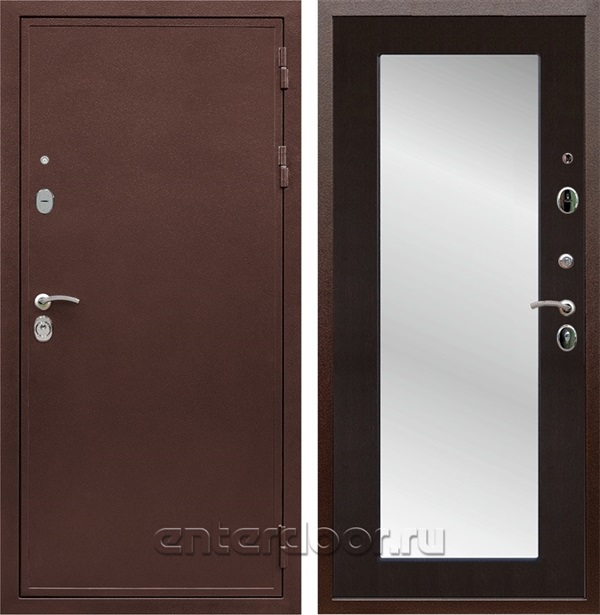 Входная дверь Триумф 3К с зеркалом Оптима (Медный антик / Венге) - фото 52236
