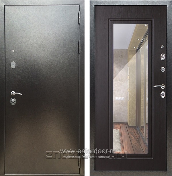 Входная дверь Триумф 3К с зеркалом ФЛЗ-120 (Антик серебро / Венге) - фото 52982