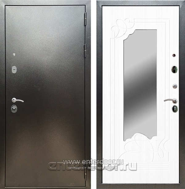 Входная дверь Триумф 3К с зеркалом ФЛЗ-147 (Антик серебро / Белый ясень) - фото 52997
