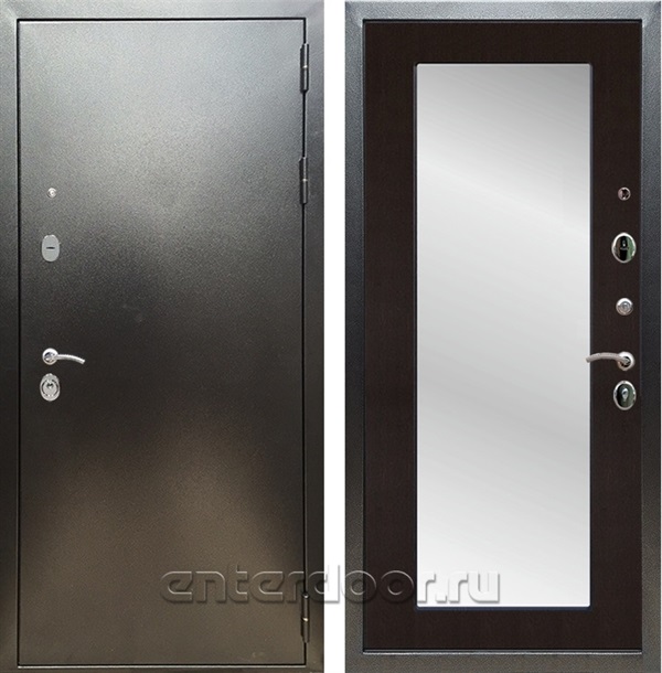 Входная дверь Триумф 3К с зеркалом Оптима (Антик серебро / Венге) - фото 53021