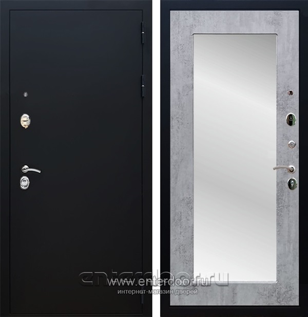 Входная дверь Армада Престиж с зеркалом Пастораль (Чёрный муар / Бетон тёмный) - фото 53304