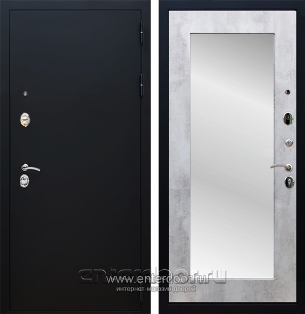 Входная дверь Армада Престиж с зеркалом Пастораль (Чёрный муар / Бетон светлый) - фото 53311