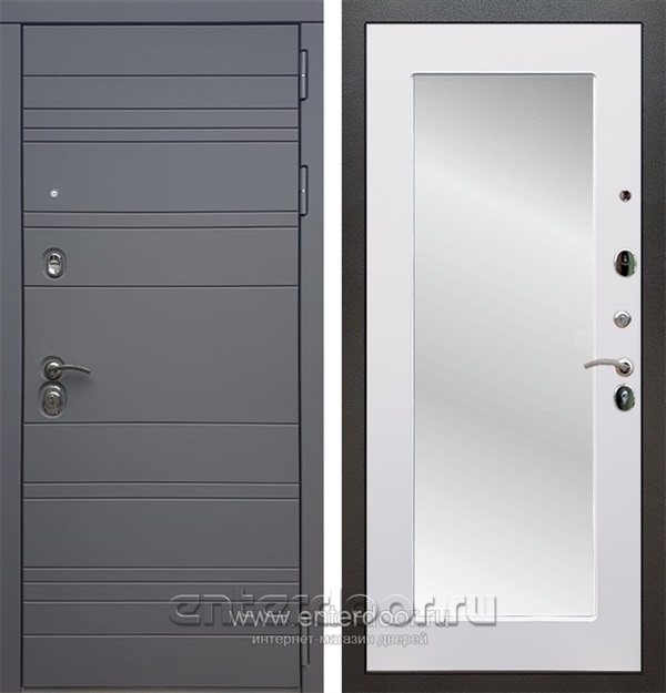 Входная дверь Армада Италия с зеркалом Пастораль (Графит софт / Белый матовый) - фото 53563