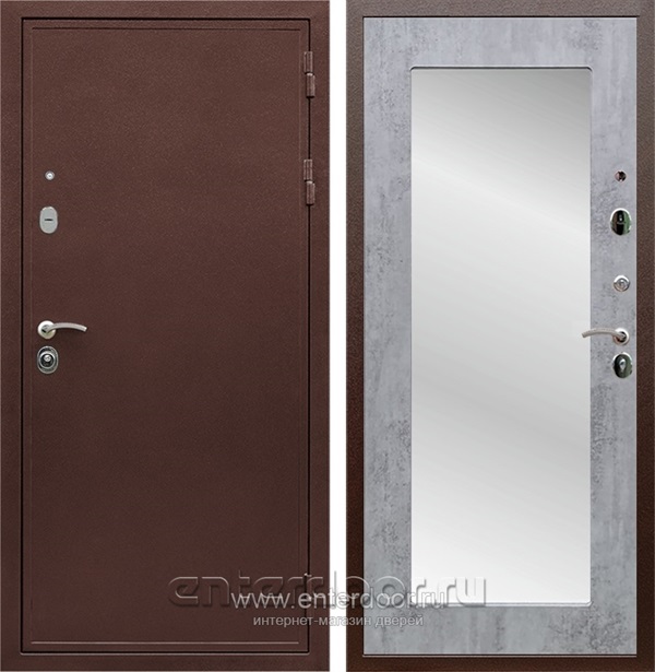 Входная дверь Триумф 3К с зеркалом Оптима (Медный антик / Бетон тёмный) - фото 53645