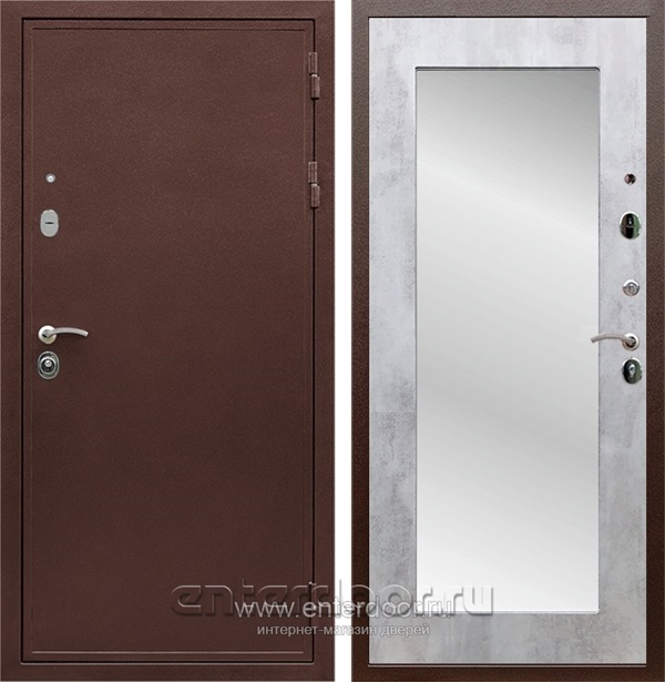 Входная дверь Триумф 3К с зеркалом Оптима (Медный антик / Бетон светлый) - фото 53656