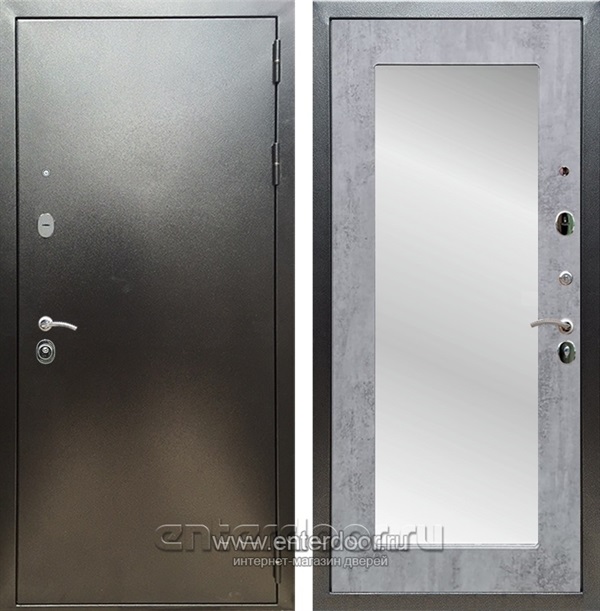 Входная дверь Триумф 3К с зеркалом Оптима (Антик серебро / Бетон тёмный) - фото 53673