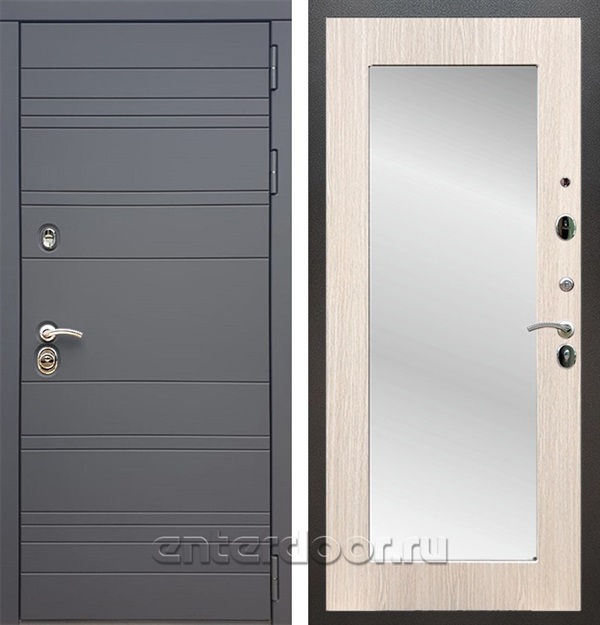 Входная дверь Армада Италия с зеркалом Пастораль (Графит софт / Дуб белёный) - фото 54101