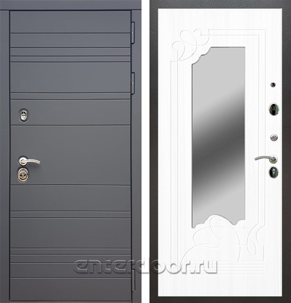 Входная дверь Армада Италия с зеркалом ФЛЗ-147 (Графит софт / Белый ясень) - фото 54218
