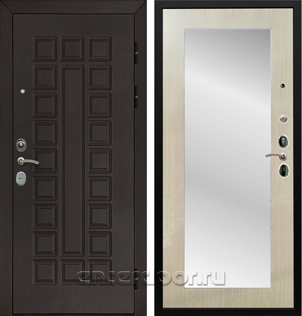 Входная металлическая дверь Армада Сенатор Cisa с Зеркалом Пастораль (Венге / Дуб белёный)