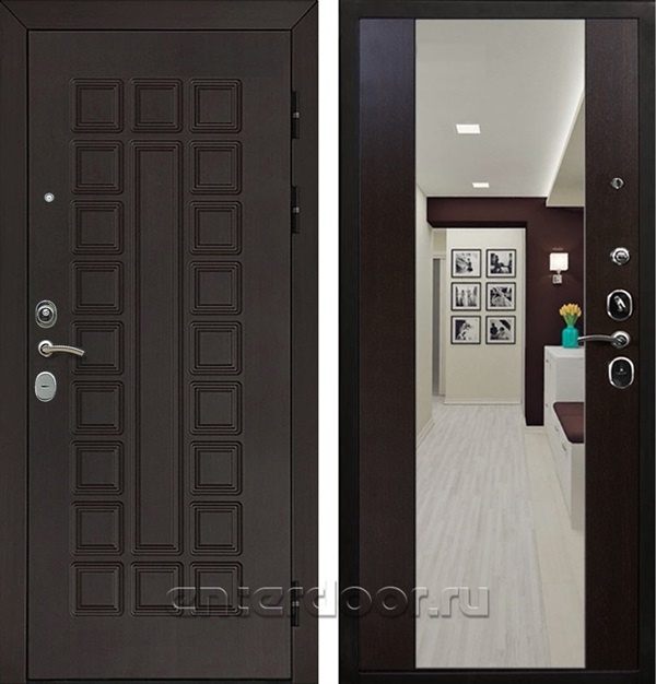 Входная металлическая дверь Армада Сенатор Cisa с Зеркалом СБ-16 (Венге / Венге)